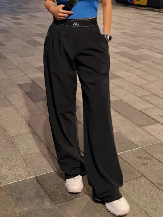 ALO Yoga Pants - Alo Yoga Loose Suit Up Trouser Black - Perfect Work To Weekend Style (Regular)🌹